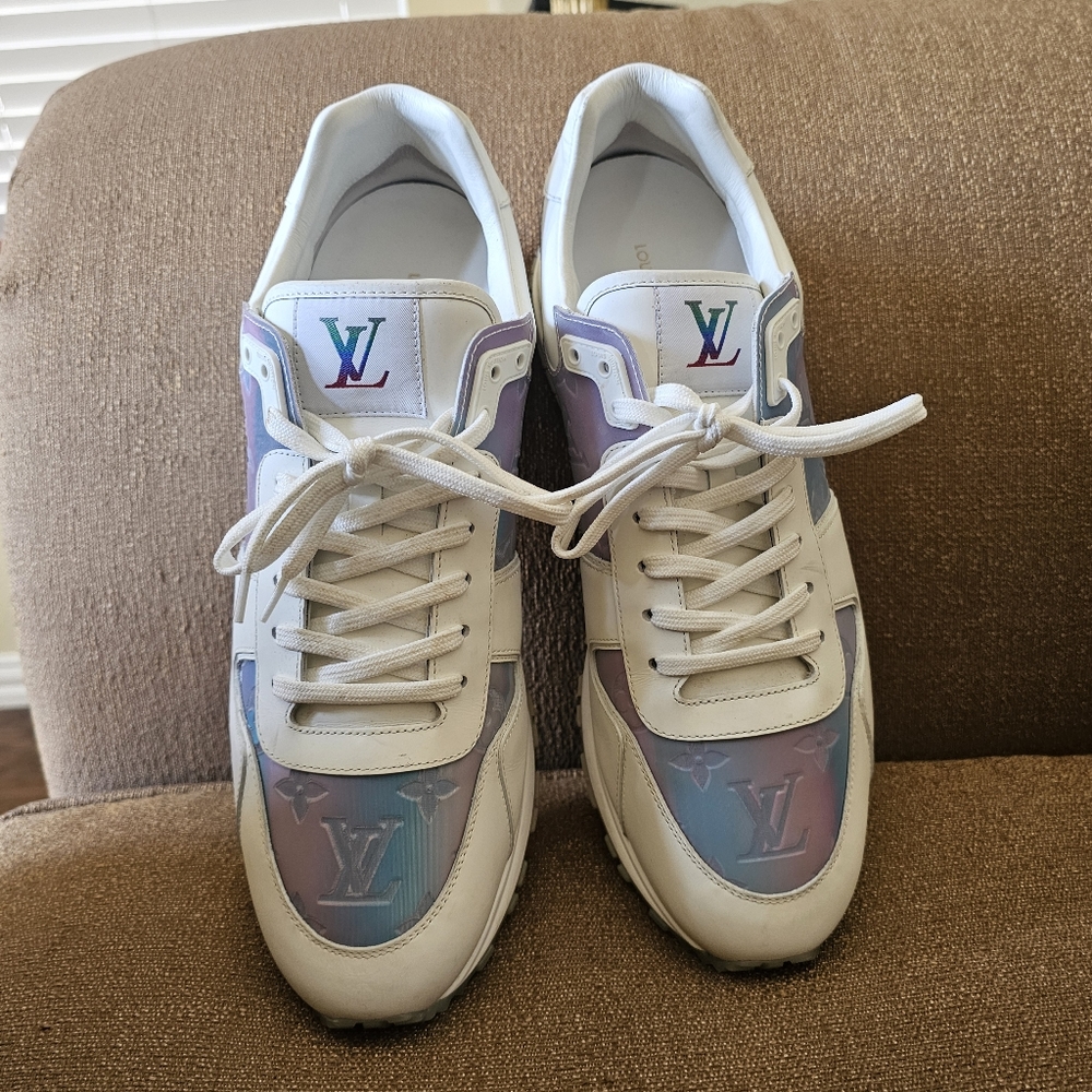 Louis Vuitton White/Iridescent Leather  & PVC Run Away Sneakers UK 9.5/US 10.5 - Picture 12 of 16